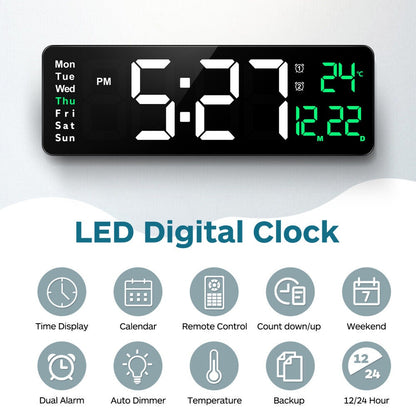 UK 16-inch LED Digital Clock With Battery