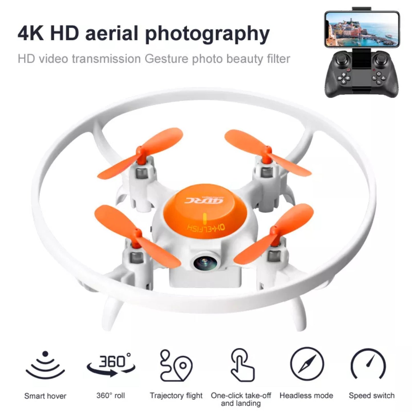 UK 4DRC V5 Kids And Beginners Mini RC Drone RC Quadcopter With 720P HD Wide Angle Camera, Drones Suitable For Children And Beginners