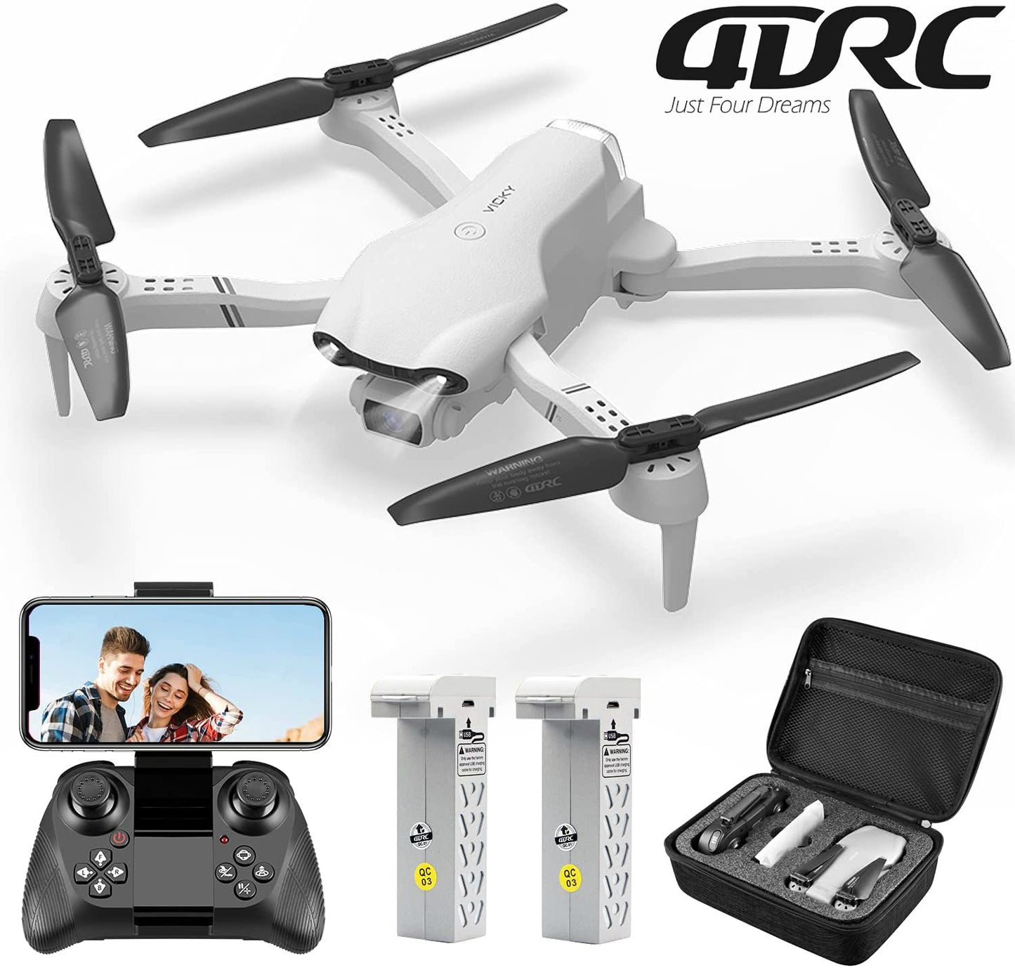 UK 4DRC F10 Foldable Drone With Camera WIFI FPV For Adults,1080P HD FPV Live Video RC Quadcopter,